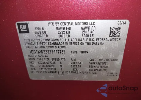 2015 Chevrolet Silverado 2500Hd Ltz from USA, damaged, VIN 1GC1KWE82FF117732